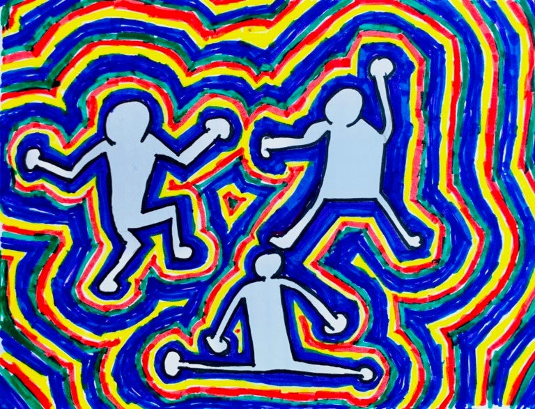 Drawing inspired by Keith Haring (age 9)