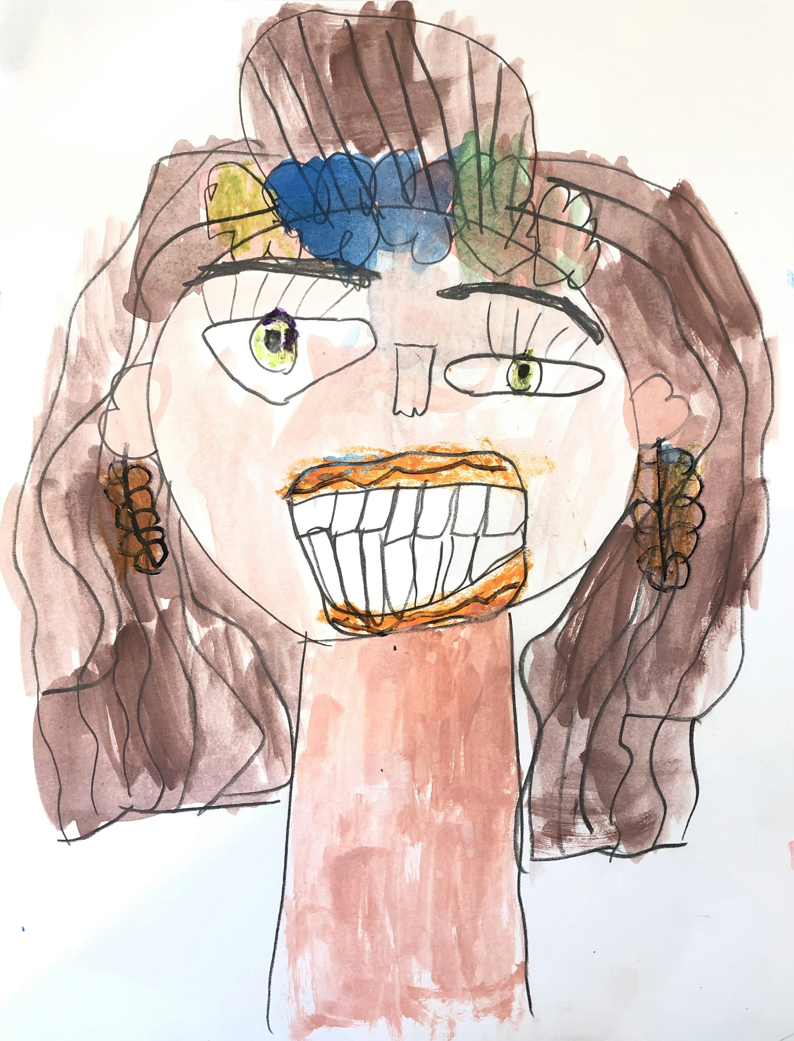Watercolor inspired by Frida Kahlo (age 5)
